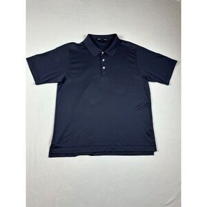 Devon & Jones Mens Pima Cotton Blend Polo Shirt Navy Blue Medium Short Sleeve